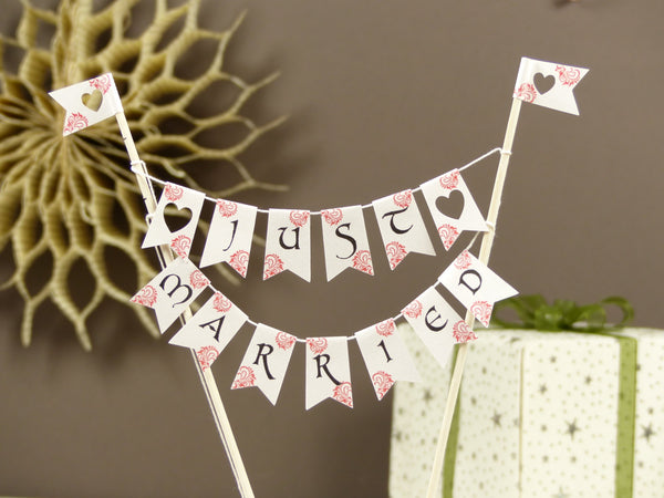 Just married cake bunting red flags