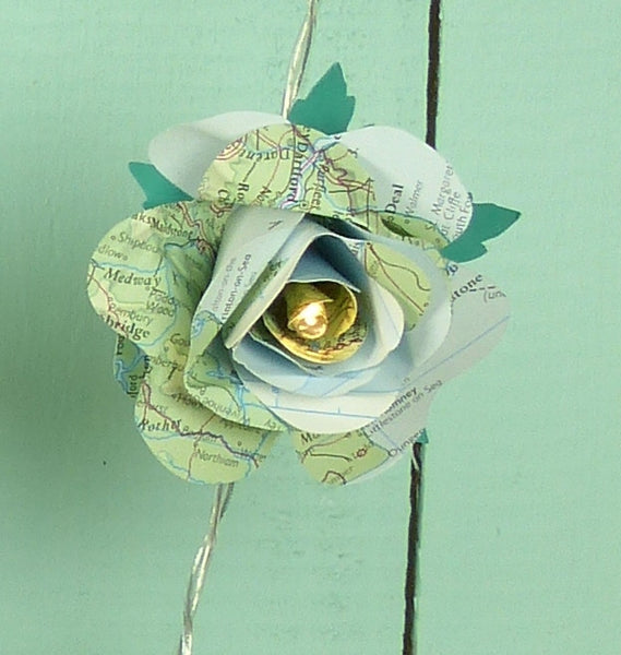 Map Paper Rose fairy lights