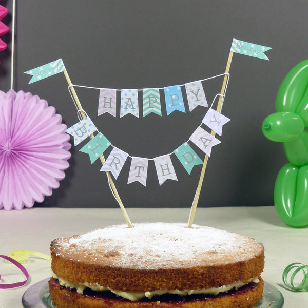 Pastel Birthday cake bunting